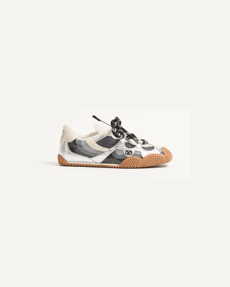 Valentino Garavani Amphibia Sneaker aus gummiertem Kalbsleder und laminiertem Nappa Frau SCHWARZ Schwarz