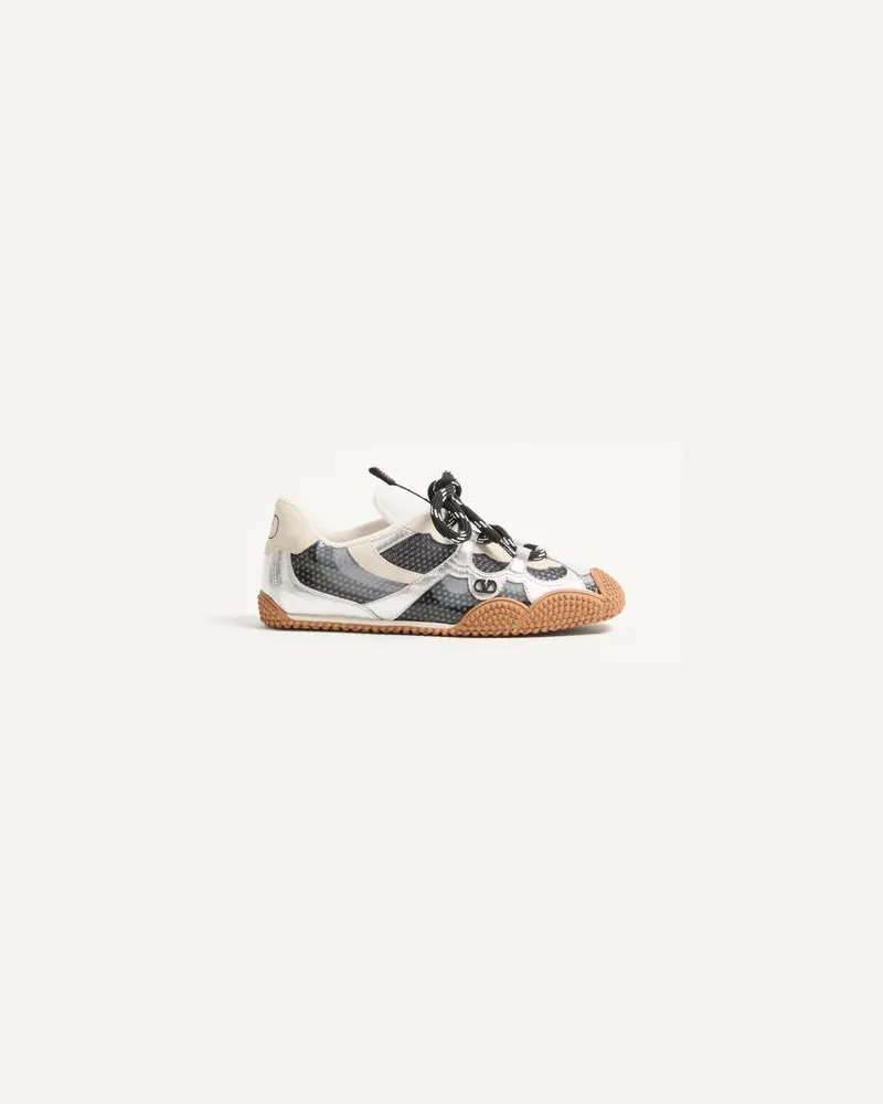 Valentino Garavani Amphibia Sneaker aus gummiertem Kalbsleder und laminiertem Nappa Frau SCHWARZ Schwarz