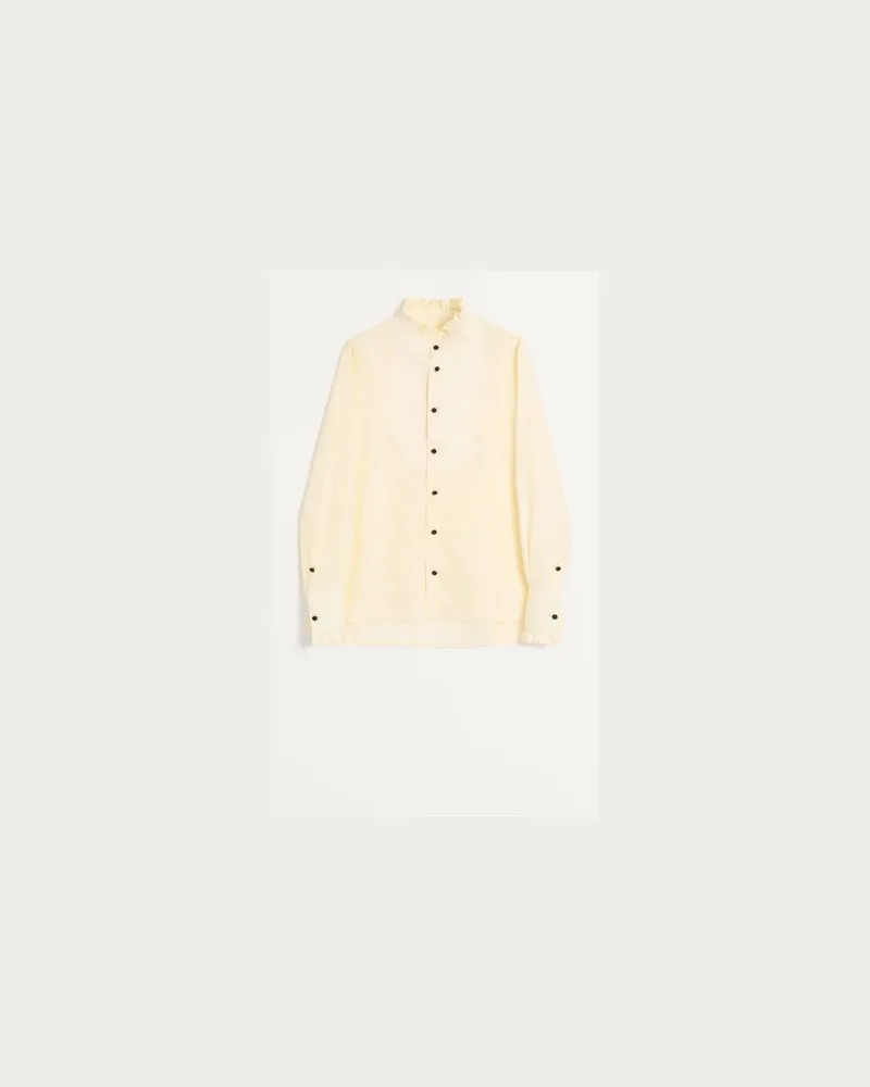 Valentino Garavani Baumwollpopelinhemd Mit Plastron Und Rüschen Mann CREME Creme