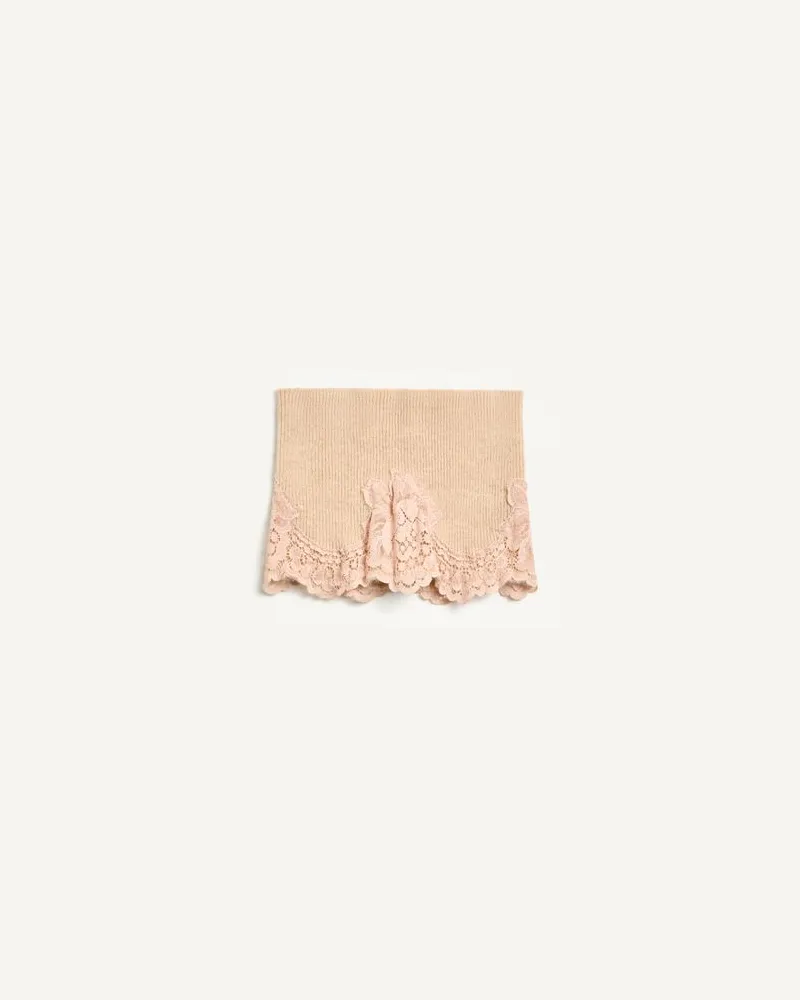 Valentino Garavani VLogo Signature Stirnband aus Kaschmir und Spitze Frau ALABASTER Alabaster
