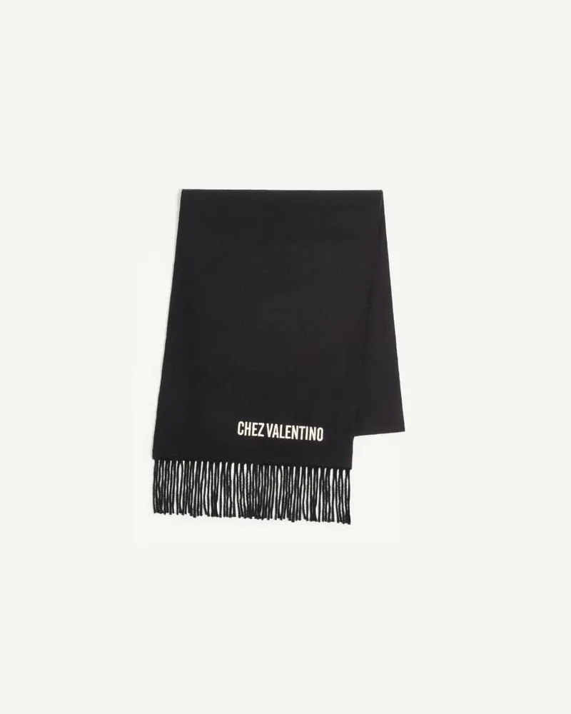 Valentino Garavani Valentino Wollschal Mit Chez Valentino-Stickerei Mann SCHWARZ/BUTTER Schwarz