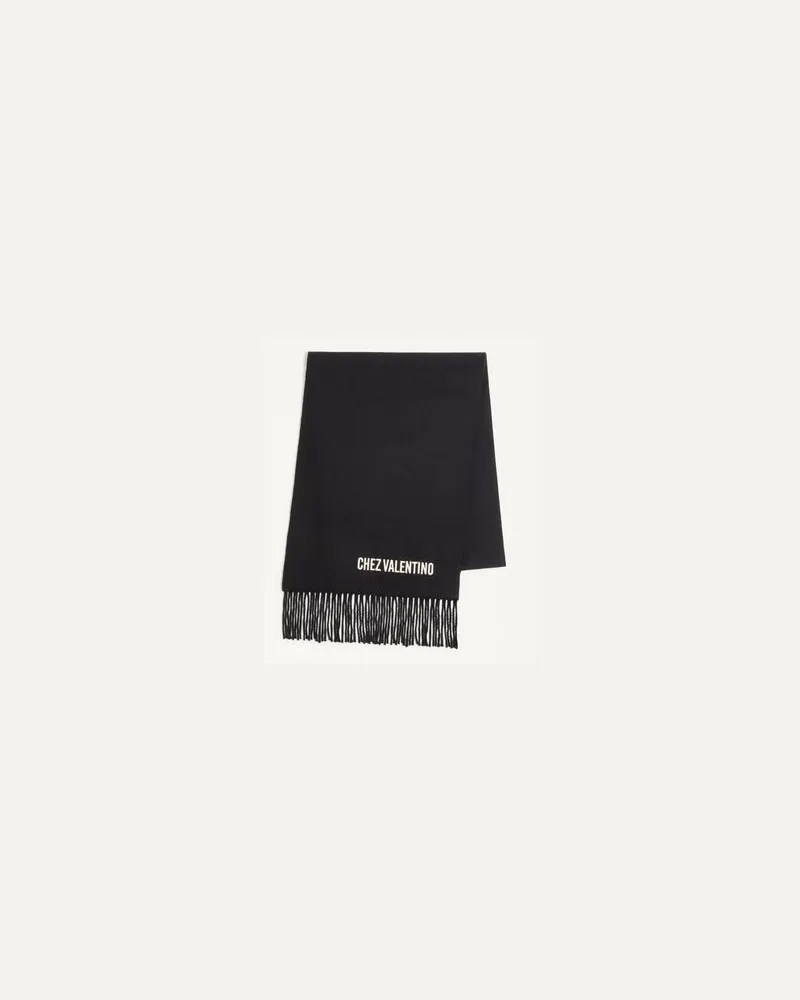 Valentino Garavani Valentino Wollschal mit Chez Valentino-Stickerei Mann SCHWARZ/BUTTER Schwarz