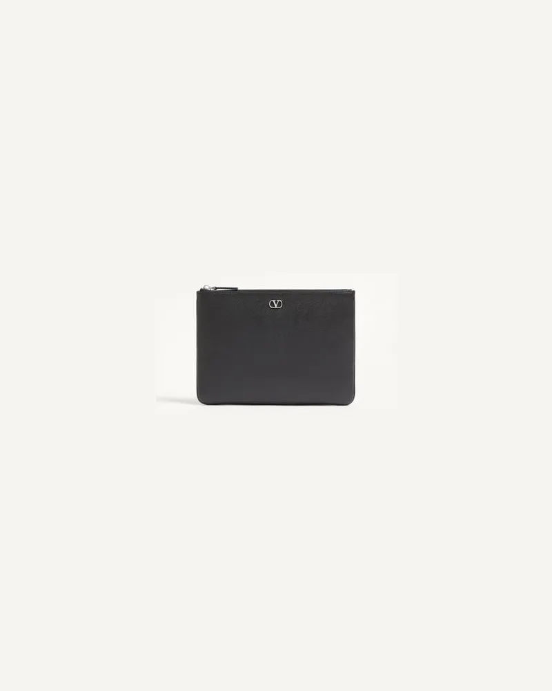 Valentino Garavani Vlogo Signature Pochette Aus Genarbtem Kalbsleder Mann SCHWARZ Schwarz