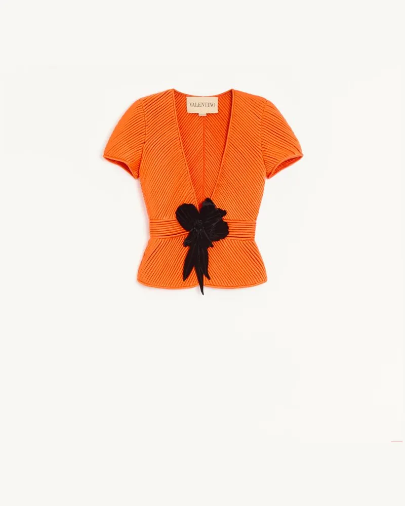 Valentino Garavani Bestickte Jacke Aus Tulle Illusione Frau ORANGE/SCHWARZ Orange