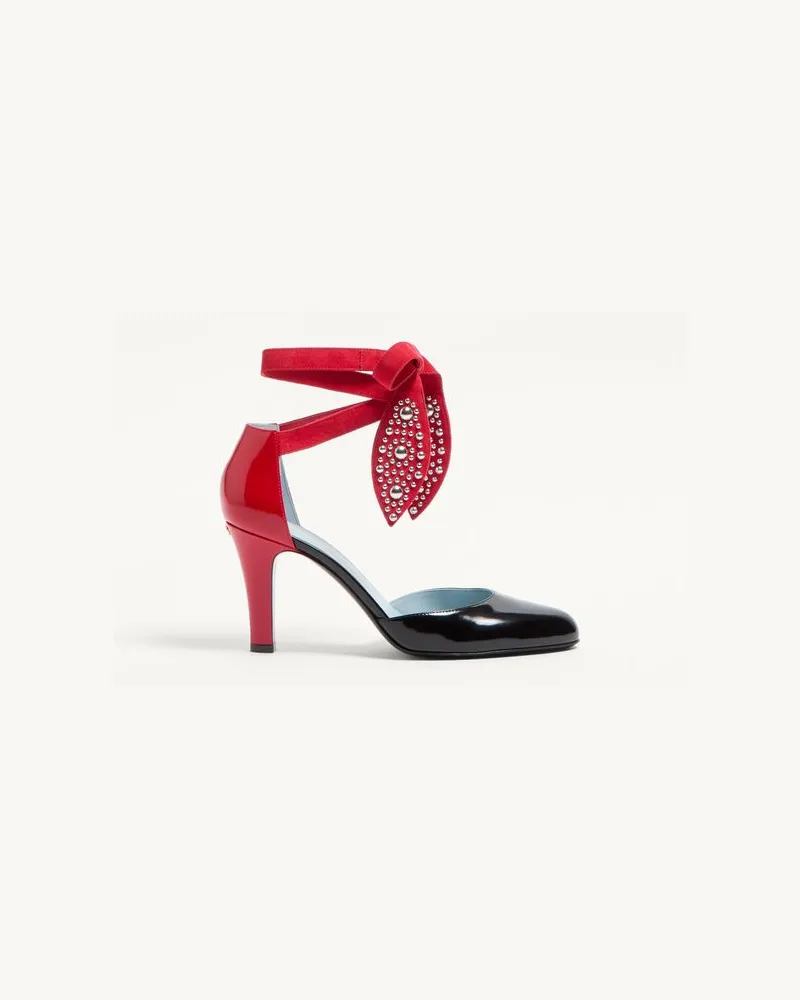 Valentino Garavani Foliefoliage Pumps Aus Abrasivem Kalbsleder 85 Mm Frau SCHWARZ/ROUGE PUR Schwarz