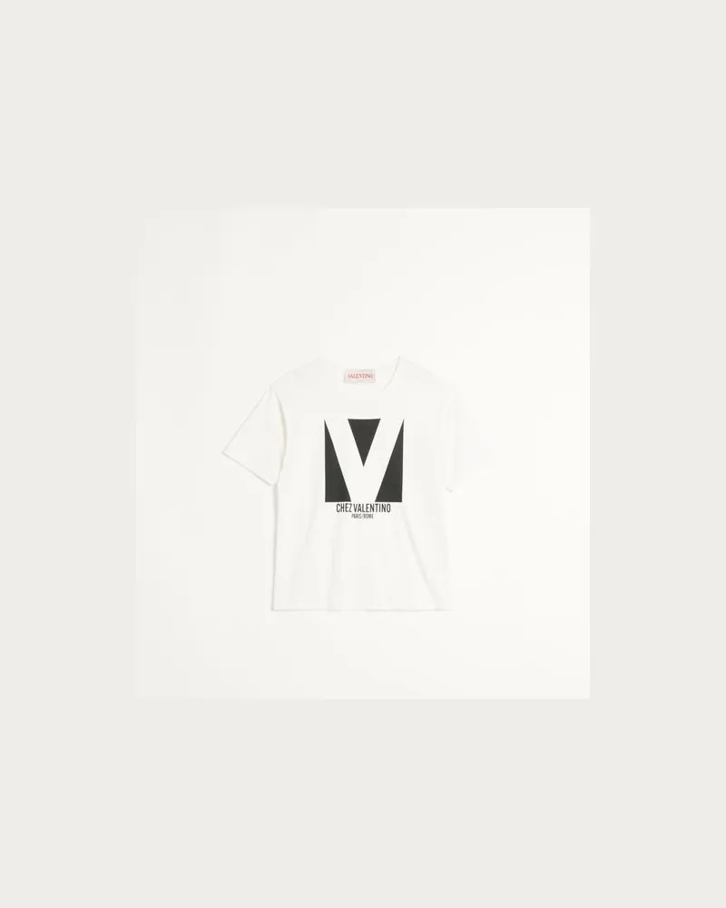 Valentino Garavani T-Shirt Aus Baumwolle Mit Chez Valentino Print Mann ELFENBEIN Elfenbein