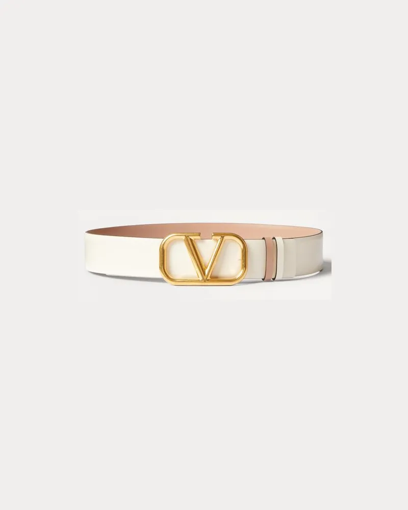 Valentino Garavani Wendegürtel Vlogo Signature Aus Glänzendem Kalbsleder, 40 Mm Frau n/a N