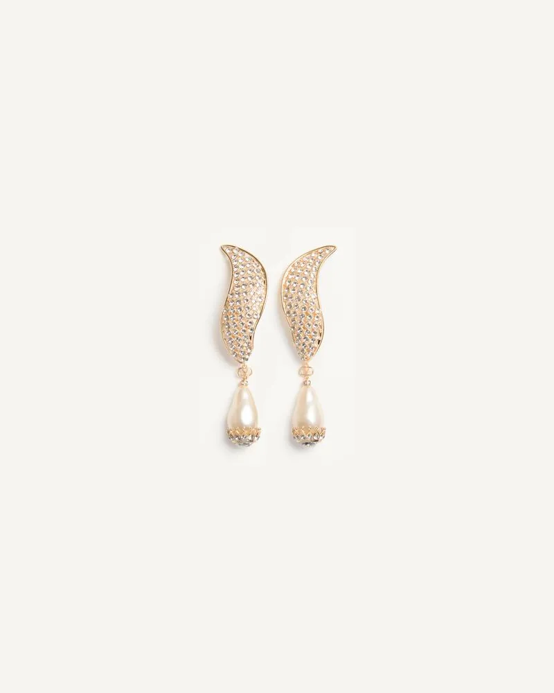 Valentino Garavani Poetique Des Gouttes Ohrringe Aus Metall, Perlen Und Swarovski® Kristallen Frau CRYSTAL/CREME Crystal