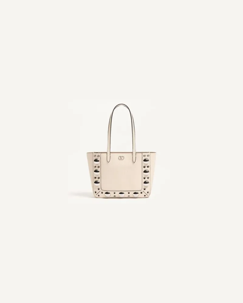 Valentino Garavani Valentino Garavani Nellcôte Mini-Shopper Aus Genarbtem Kalbsleder Frau LIGHT IVORY Light