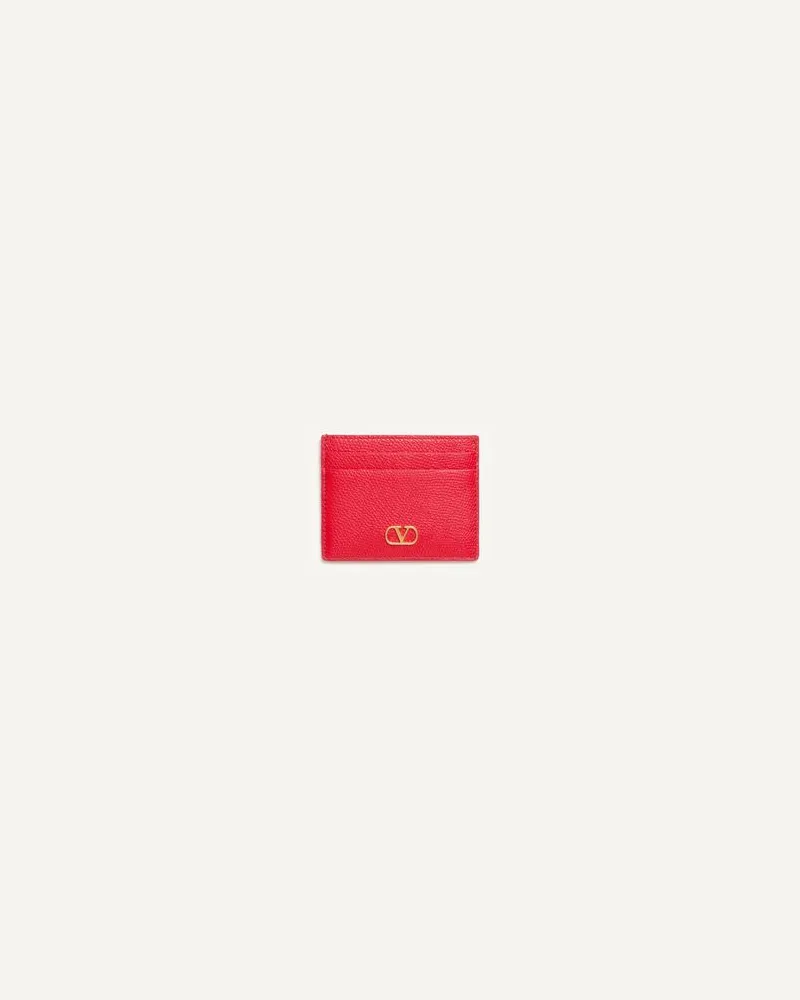 Valentino Garavani Porte-Cartes VLogo Signature En Cuir De Veau Grainé Frau ROUGE PUR Rouge