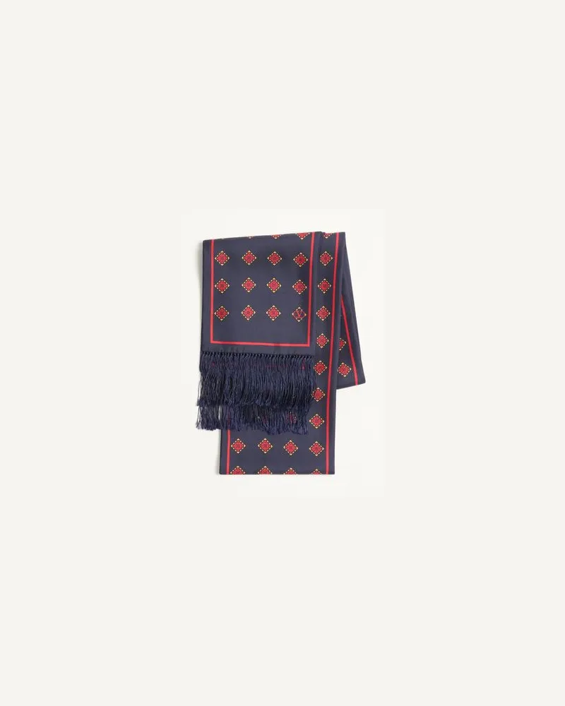 Valentino Garavani Opticool Bandeau-Schal Aus Seide Mit Fransen Mann MARINEBLAU/GELB/ROT Marineblau