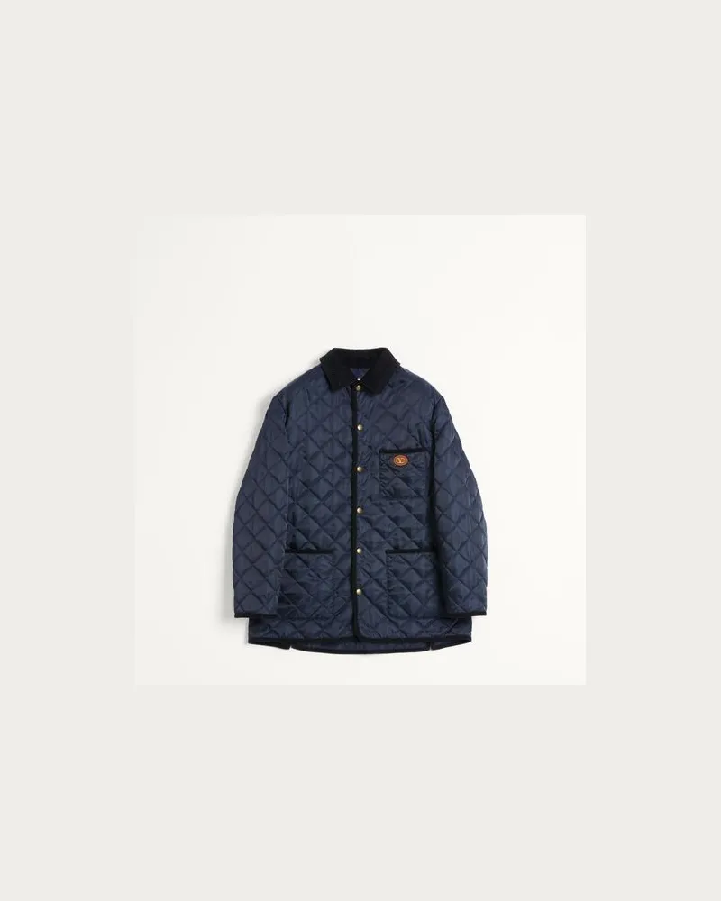 Valentino Garavani Gesteppte Hemdjacke Aus Nylon Mit Vlogo-Patch Mann MARINEBLAU Marineblau