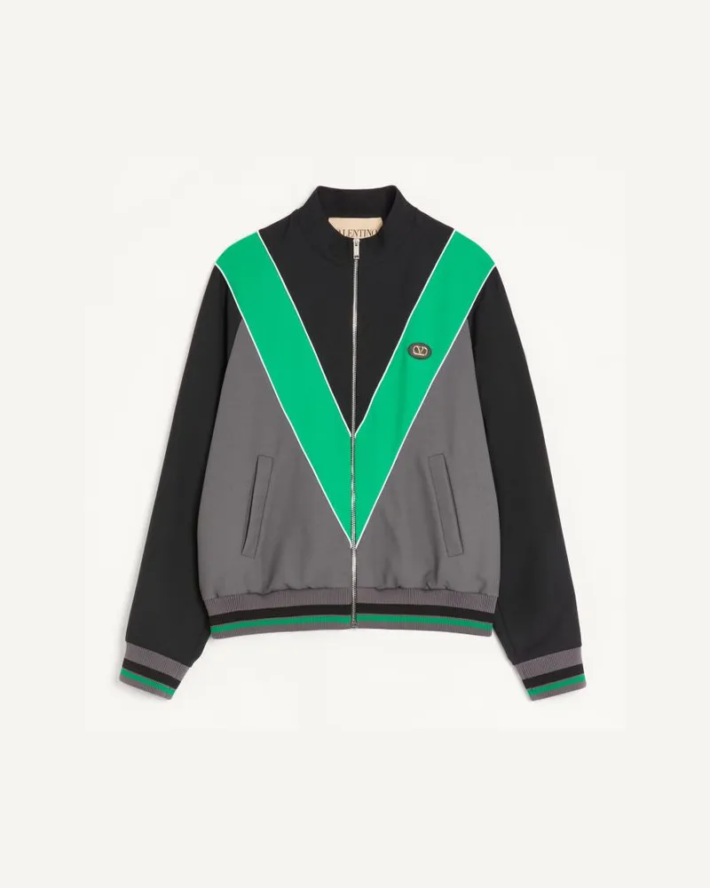 Valentino Garavani Nylon-Sweatshirt Mit Reissverschluss Und Vlogo-Applikation Mann GRAU/SCHWARZ Grau