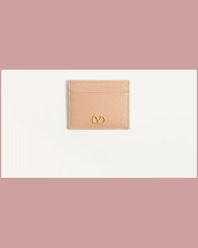 Valentino Garavani Valentino Garavani VLogo Signature Kartenetui Aus Genarbtem Kalbsleder Frau ROSE SAND Rose