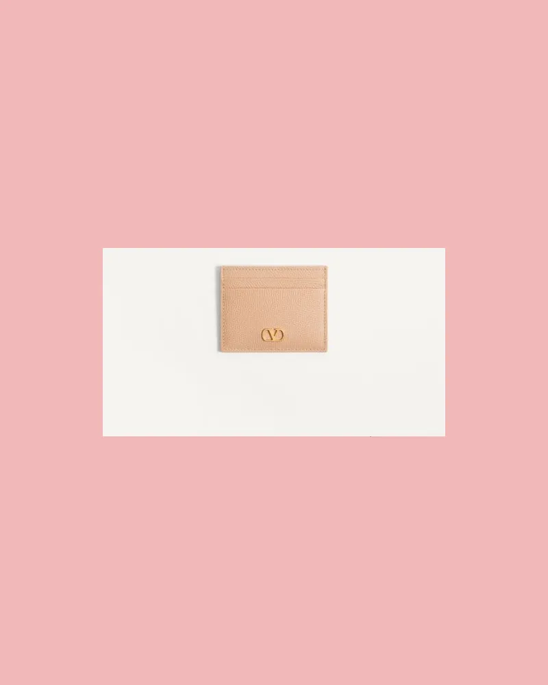 Valentino Garavani Vlogo Signature Kartenetui Aus Gekörntem Kalbsleder Frau ROSE SAND Rose