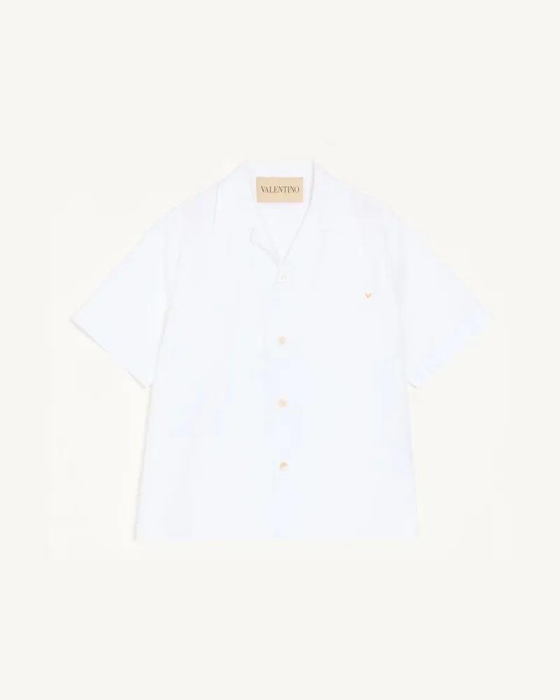 Valentino Garavani Valentino Bowlinghemd Aus Baumwollpopeline Mit Vgold Mann WEIß Weiß