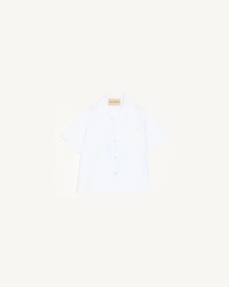 Valentino Garavani Valentino Bowlinghemd Aus Baumwollpopeline Mit Vgold Mann WEIß Weiß