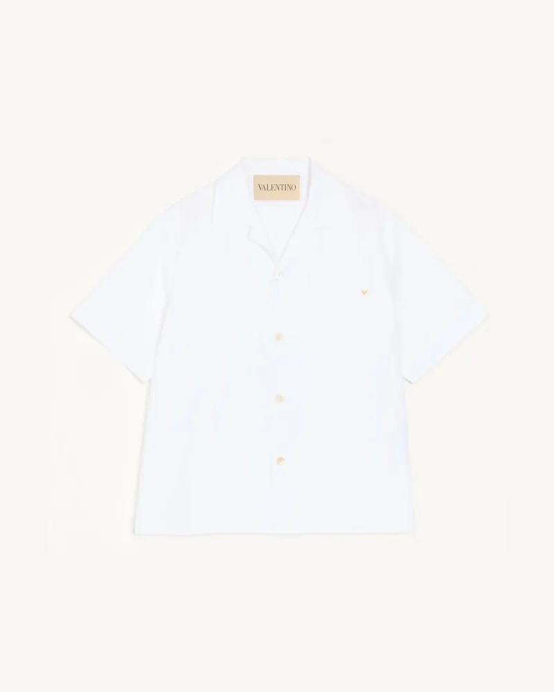 Valentino Garavani Valentino Bowlinghemd Aus Baumwollpopeline Mit Vgold Mann WEIß Weiß