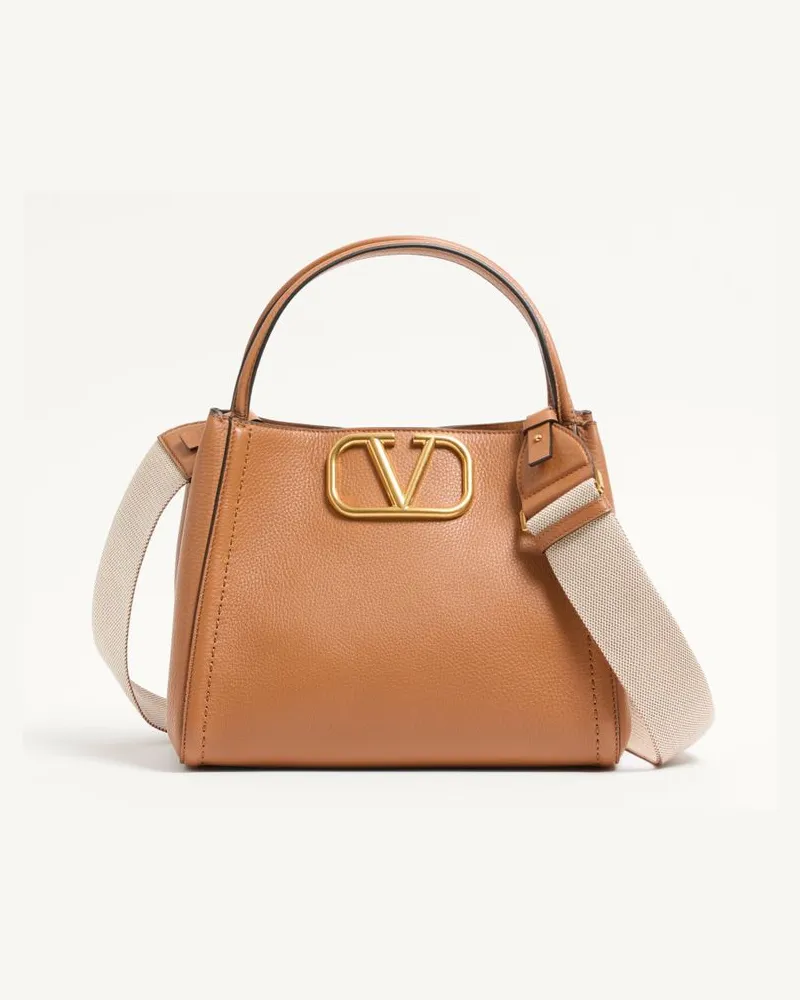 Valentino Garavani Mittelgrosse Valentino Garavani Alltime Handtasche Aus Genarbtem Kalbsleder Frau MANDEL Mandel