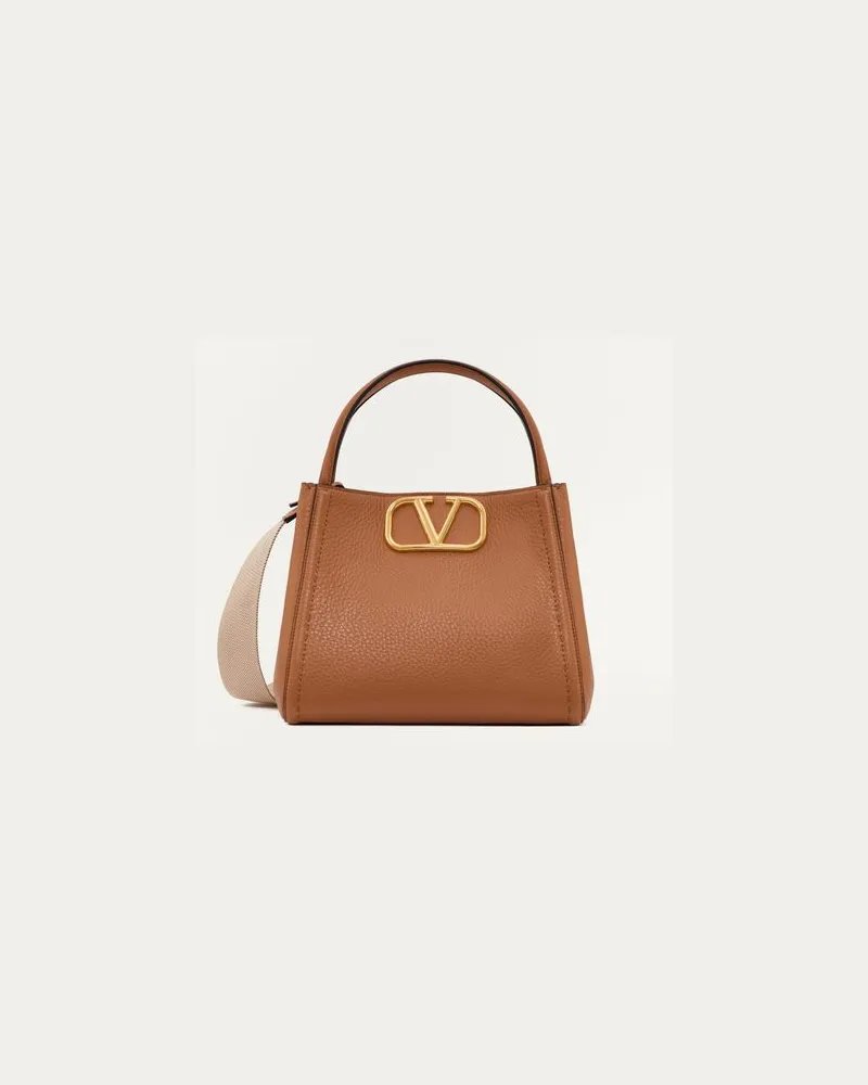 Valentino Garavani Mittelgrosse Valentino Garavani Alltime Handtasche Aus Genarbtem Kalbsleder Frau MANDEL Mandel