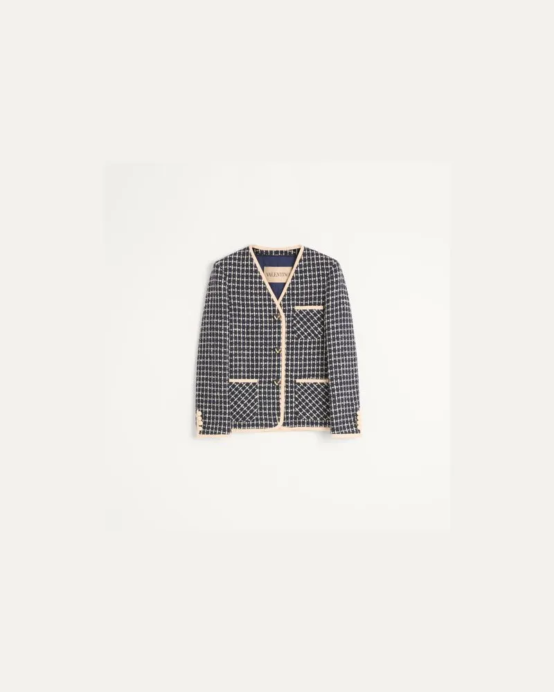 Valentino Garavani Bouclé-Jacke Frau NAVY/ELFENBEIN Navy