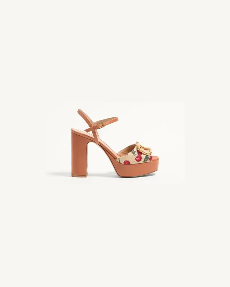 Valentino Garavani Vlogo Signature Plateau-Sandalen Mit Cherryfic-Motiv 115 Mm Frau NATUR/ROT Natur