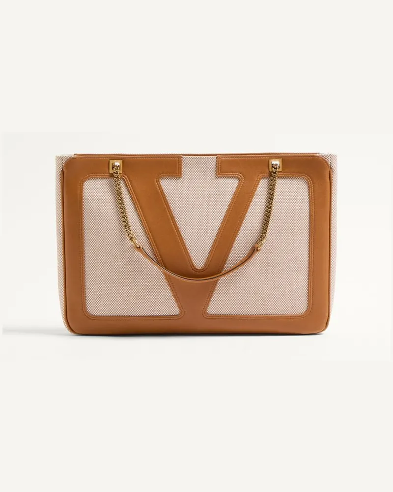 Valentino Garavani Valentino Garavani Viva Superstar Mittelgrosser Shopper Aus Canvas Frau NATUR/SPICE Natur
