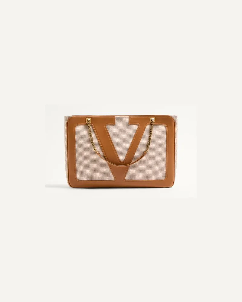 Valentino Garavani Valentino Garavani Viva Superstar Mittelgrosser Shopper Aus Canvas Frau NATUR/SPICE Natur