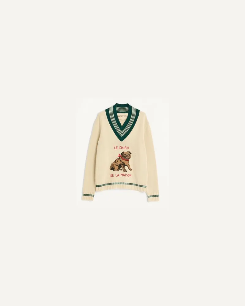Valentino Garavani Le Chien De La Maison Jacquard-Wollpullover Mann CREME Creme