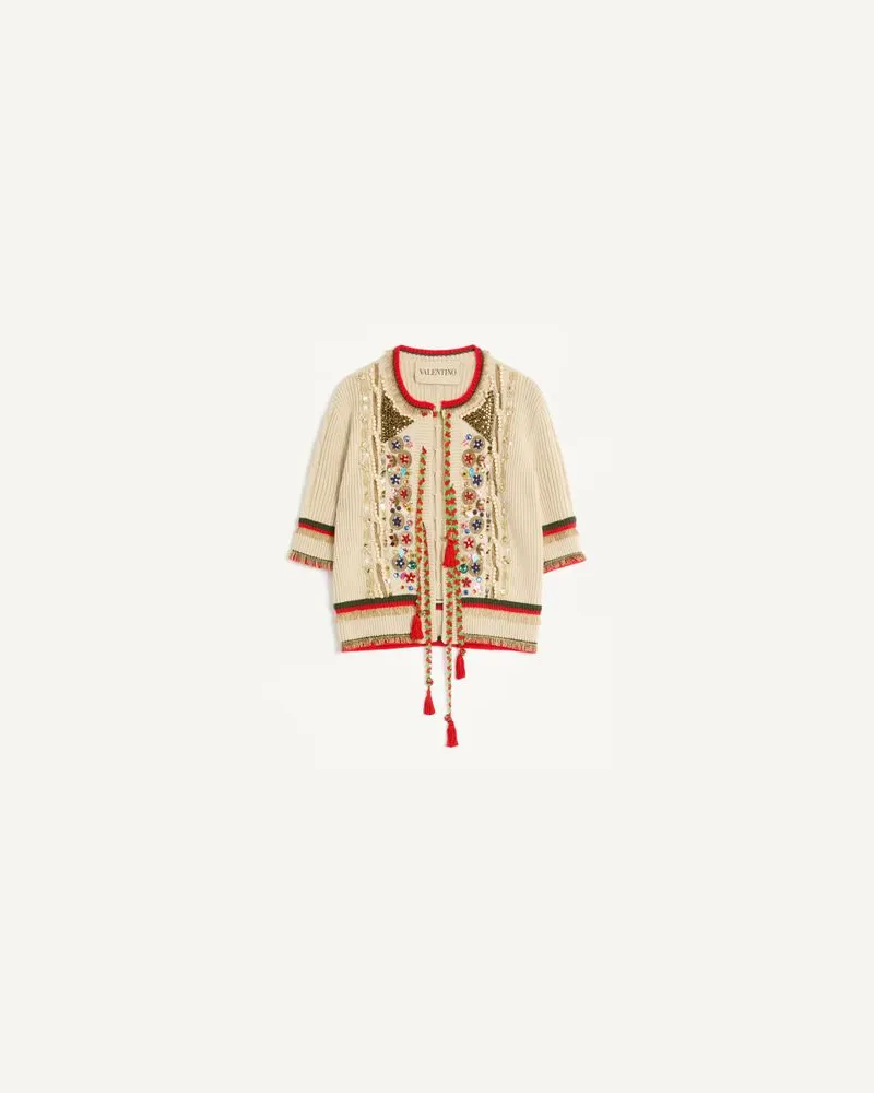 Valentino Garavani Bestickter Cardigan Frau BIRKE/MULTICOLOR Birke