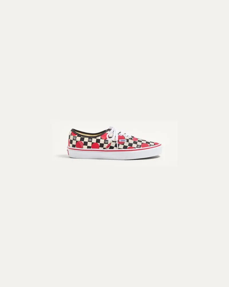 Valentino Garavani Valentino Garavani And Vans Low-Top-Sneaker aus Stoff mit VLogo Schachbrettmuster und Punktedetails Mann BUTTER/SCHWARZ/ROUGE PUR Butter