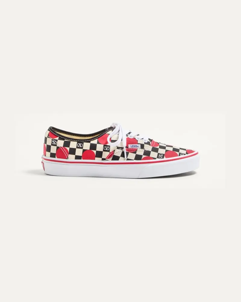 Valentino Garavani Valentino Garavani And Vans Low-Top-Sneaker Aus Stoff Mit Vlogo Schachbrett Print Und Gepunktetem Detail Mann BUTTER/SCHWARZ/ROUGE PUR Butter