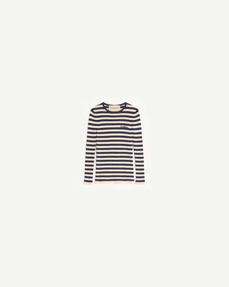 Valentino Garavani Pullover Aus Baumwolle Frau BIRKE/PROVENCE BLUE/BIRKE Birke