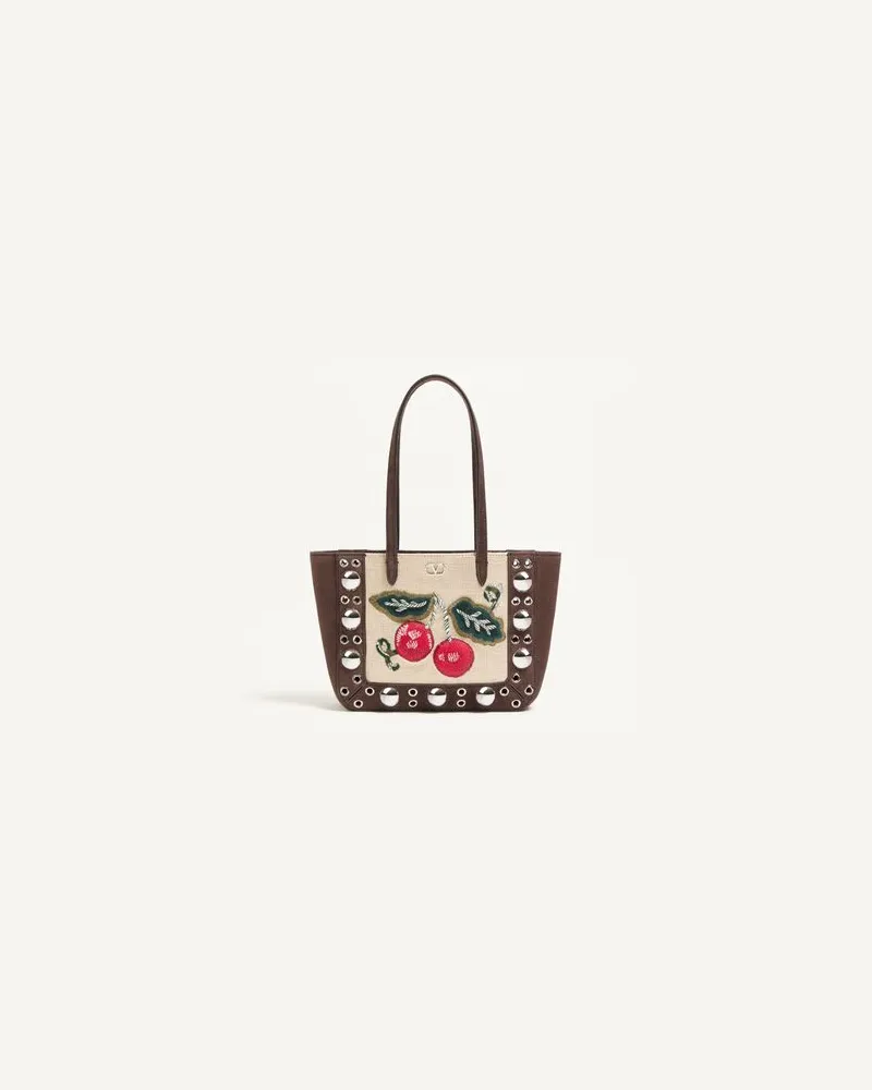 Valentino Garavani Valentino Garavani Nellcôte Mini-Shopper Mit Cherryfic Stickerei Frau BRAUN/MEHRFARBIG Braun