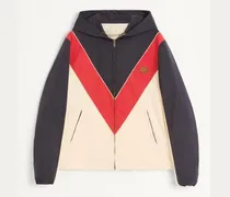 Windbreaker Aus Nylon Mit Kapuze Und Vlogo-Patch Mann MARINEBLAU/ROT/BLAU