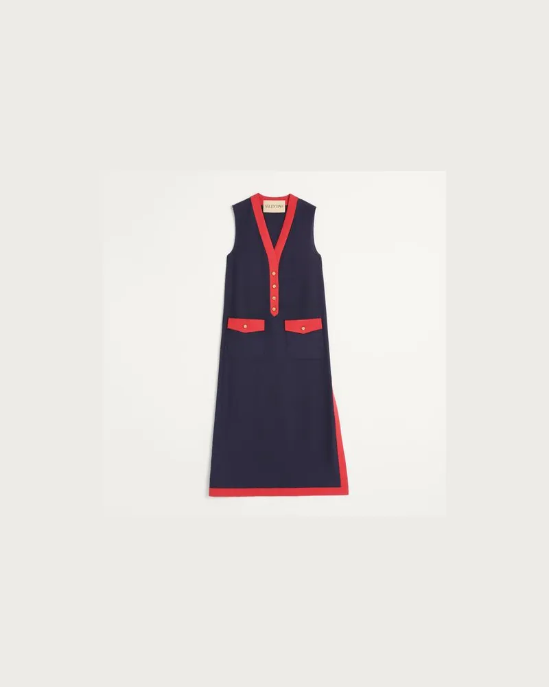Valentino Garavani Midikleid Aus Viskose Und Leinen Frau INDIGO/PARIS Indigo