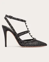 Valentino Garavani ROCKSTUD MESH-RIEMCHENPUMPS mit KRISTALLEN,  MM Frau Schwarz