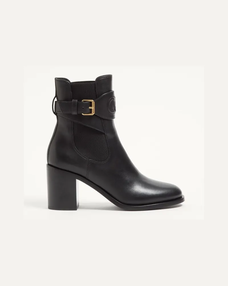 Valentino Garavani Stiefeletten aus Kalbsleder mit VLogo-Prägung, 75 mm Frau SCHWARZ Schwarz
