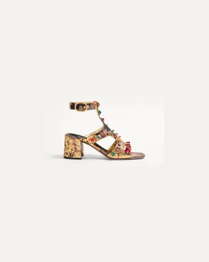 Valentino Garavani Preshoes Sandalen Aus Apres L'Hiver-Jacquard-Stoff Mit Kristallen, 60 Mm Frau MULTICOLOR Multicolor
