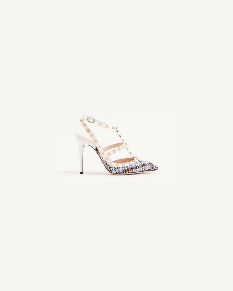 Valentino Garavani Rockstud-Pumps aus gewebtem Stoff, 100 mm Frau WEISS/MEHRFARBIG Weiss