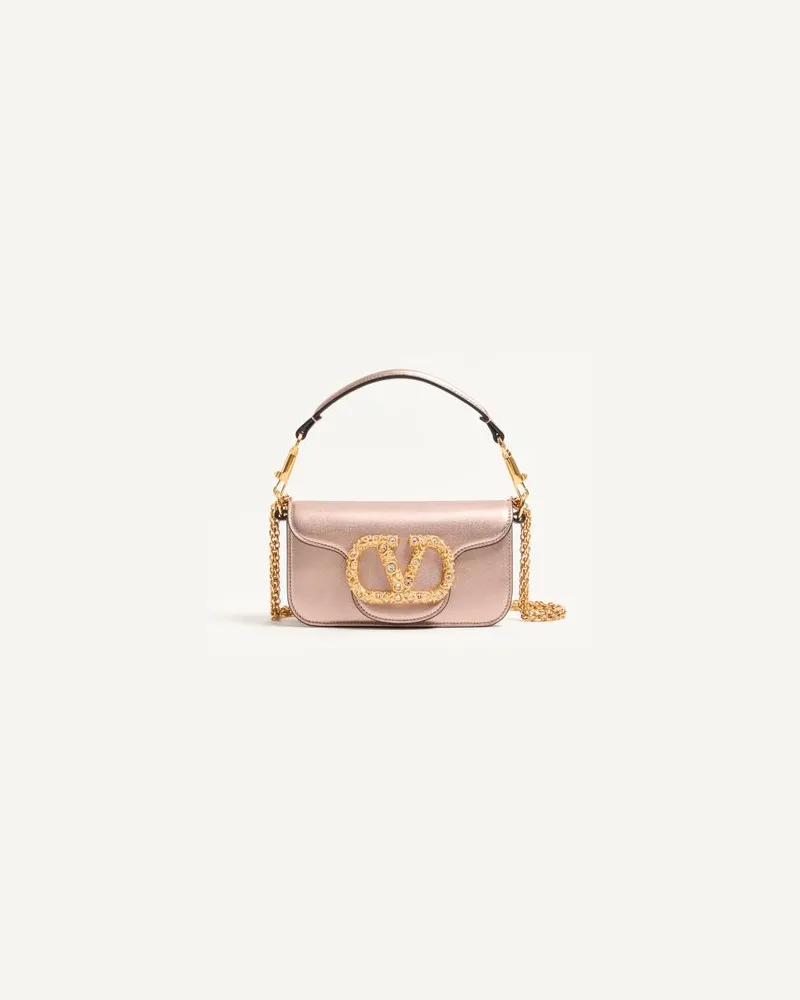 Valentino Garavani Valentino Garavani Locò Kleine Schultertasche Aus Laminiertem Kalbsleder Mit Schmucklogo Frau ROSE CANNELLE Rose