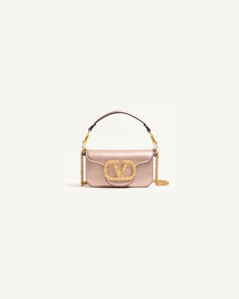 Valentino Garavani Valentino Garavani Locò Kleine Schultertasche Aus Laminiertem Kalbsleder Mit Schmucklogo Frau ROSE CANNELLE Rose