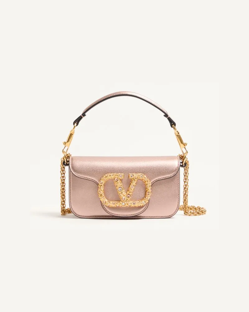 Valentino Garavani Valentino Garavani Locò Kleine Schultertasche Aus Laminiertem Kalbsleder Mit Schmucklogo Frau ROSE CANNELLE Rose