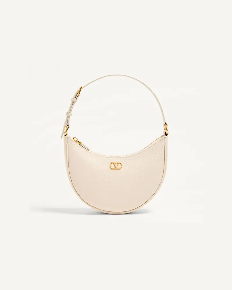 Valentino Garavani Vlogo Signature Mini Hobo Bag Aus Genarbtem Kalbsleder Frau LIGHT IVORY Light