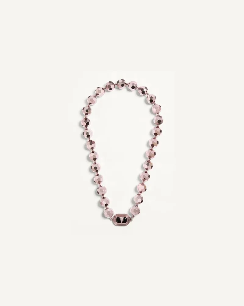 Valentino Garavani Ovalette-Halskette Aus Kunstharz, Emaille Und Metall Mit Swarovski®-Kristallen Frau PINK/BLACK Pink