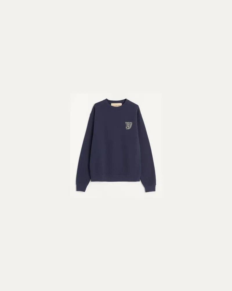 Valentino Garavani Sweatshirt Aus Baumwolle Mit Vg-Patch Mann BLAU Blau