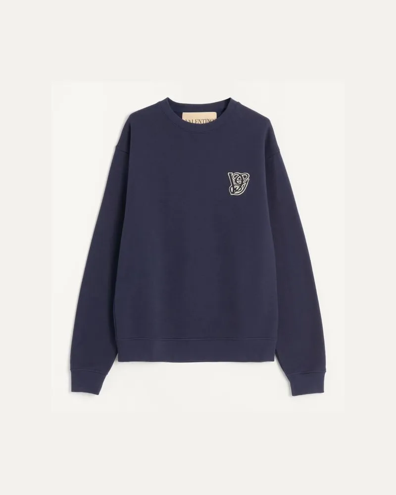 Valentino Garavani Sweatshirt Aus Baumwolle Mit Vg-Patch Mann BLAU Blau