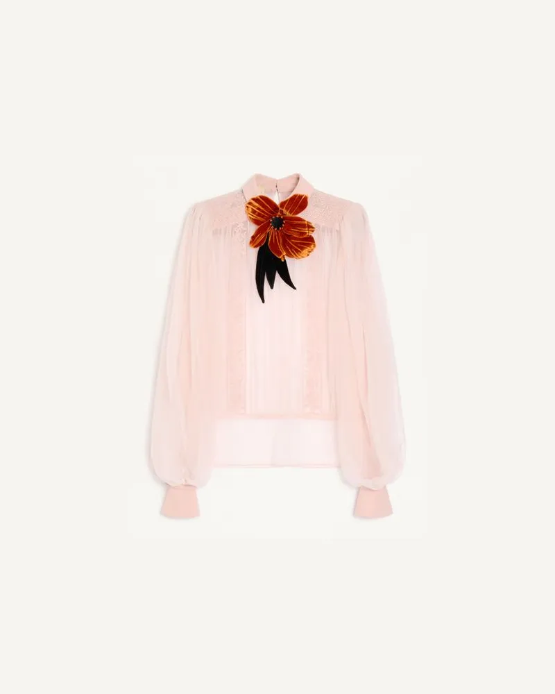 Valentino Garavani Besticktes Organza-Top Frau ROSA Rosa