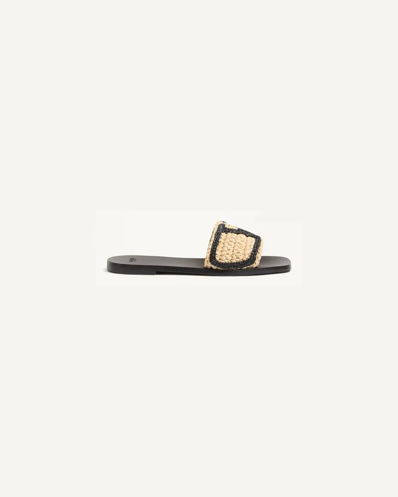 Valentino Garavani Viva Superstar Slide-Sandalen Aus Raffia Mit Crochet-Stickerei Frau NATUR Natur