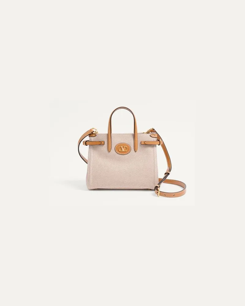 Valentino Garavani Valentino Garavani Antibes Kleiner Shopper Aus Canvas Frau NATUR/TABAK Natur